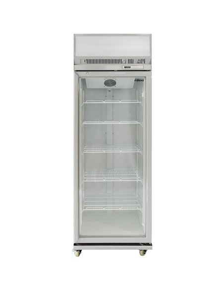 Commercial Display Refrigerator Upright 480 litres Hinged glass door LED canopy Grey | Stalwart DA-SCM500