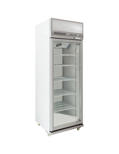 Commercial Display Refrigerator Upright 480 litres Hinged glass door LED canopy Grey | Stalwart DA-SCM500