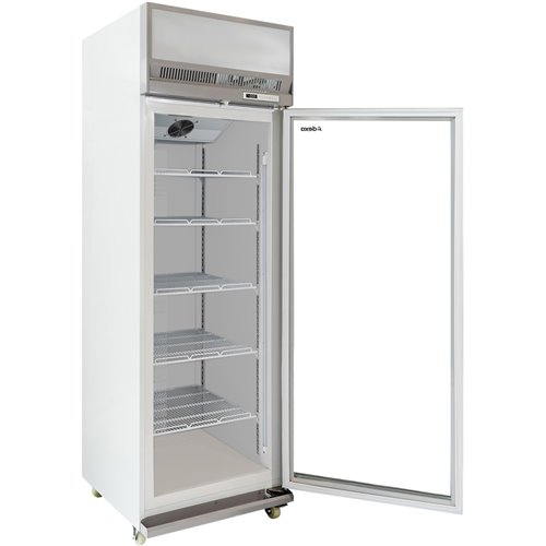 Commercial Display Refrigerator Upright 480 litres Hinged glass door LED canopy Grey | Stalwart DA-SCM500