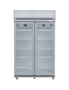 Commercial Display Refrigerator Upright 1020 litres Double Hinged glass door LED canopy Grey | Stalwart DA-SCM1127