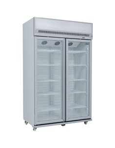 Commercial Display Refrigerator Upright 1020 litres Double Hinged glass door LED canopy Grey | Stalwart DA-SCM1127 2