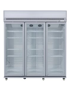 Commercial Display Refrigerator Upright 1580 litres Triple Hinged glass door LED canopy Grey | Stalwart DA-SCM1727