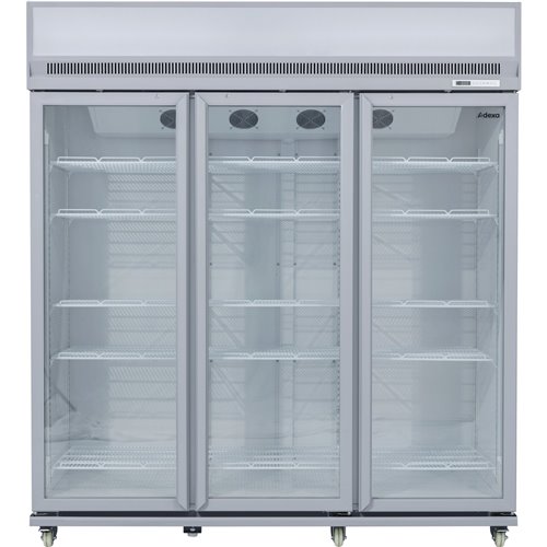Commercial Display Refrigerator Upright 1580 litres Triple Hinged glass door LED canopy Grey | Stalwart DA-SCM1727