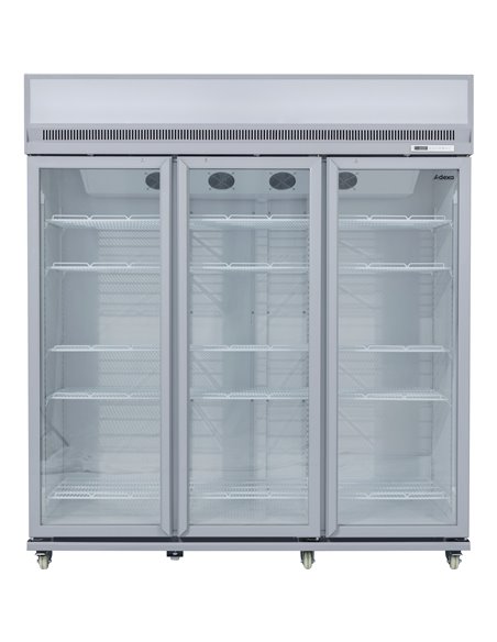 Commercial Display Refrigerator Upright 1580 litres Triple Hinged glass door LED canopy Grey | Stalwart DA-SCM1727