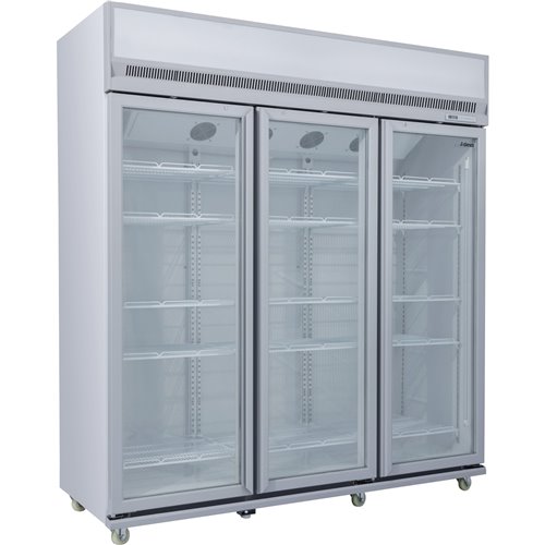 Commercial Display Refrigerator Upright 1580 litres Triple Hinged glass door LED canopy Grey | Stalwart DA-SCM1727