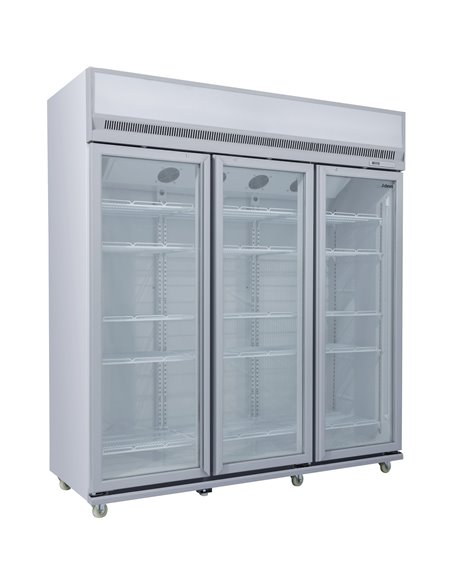 Commercial Display Refrigerator Upright 1580 litres Triple Hinged glass door LED canopy Grey | Stalwart DA-SCM1727