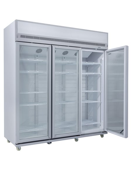 Commercial Display Refrigerator Upright 1580 litres Triple Hinged glass door LED canopy Grey | Stalwart DA-SCM1727
