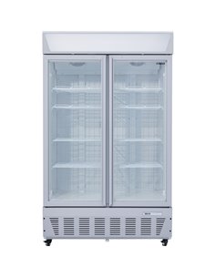 Commercial Display Freezer Upright 950 litres Double Hinged glass door LED canopy Grey | Stalwart DA-SDC1000