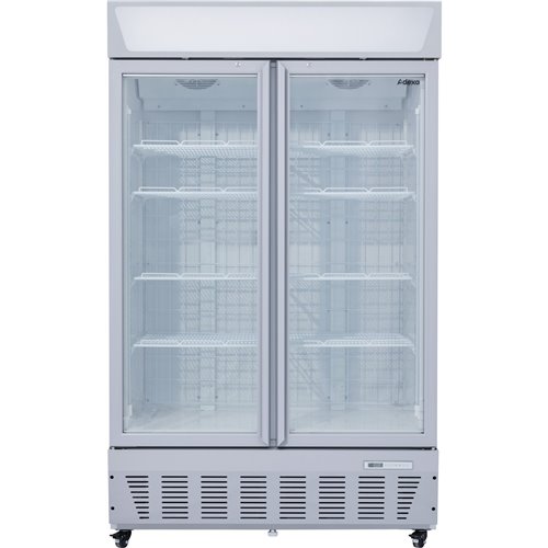 Commercial Display Freezer Upright 950 litres Double Hinged glass door LED canopy Grey | Stalwart DA-SDC1000