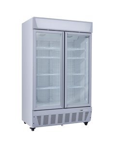 Commercial Display Freezer Upright 950 litres Double Hinged glass door LED canopy Grey | Stalwart DA-SDC1000 2