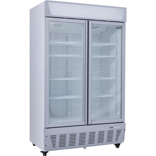 Commercial Display Freezer Upright 950 litres Double Hinged glass door LED canopy Grey | Stalwart DA-SDC1000