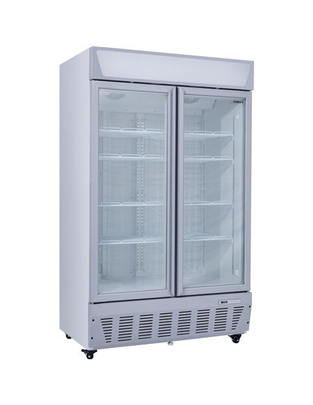 Commercial Display Freezer Upright 950 litres Double Hinged glass door LED canopy Grey | Stalwart DA-SDC1000