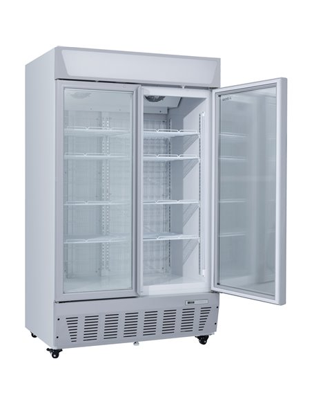 Commercial Display Freezer Upright 950 litres Double Hinged glass door LED canopy Grey | Stalwart DA-SDC1000
