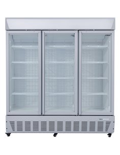 Commercial Display Freezer Upright 1500 litres Triple Hinged glass door LED canopy Grey | Stalwart DA-SDC1500