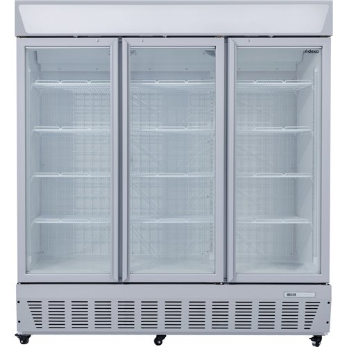 Commercial Display Freezer Upright 1500 litres Triple Hinged glass door LED canopy Grey | Stalwart DA-SDC1500
