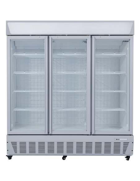 Commercial Display Freezer Upright 1500 litres Triple Hinged glass door LED canopy Grey | Stalwart DA-SDC1500