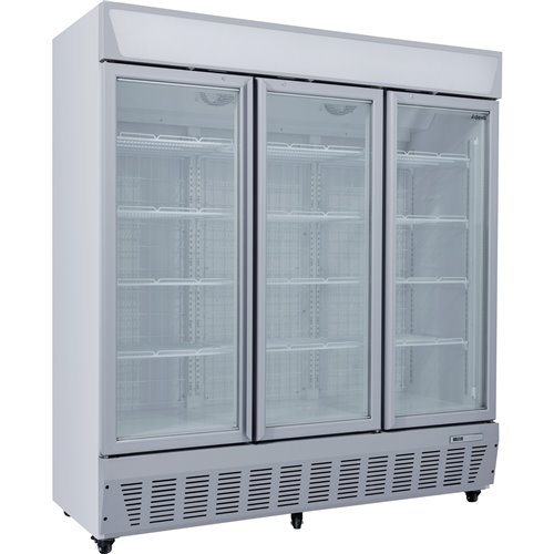 Commercial Display Freezer Upright 1500 litres Triple Hinged glass door LED canopy Grey | Stalwart DA-SDC1500