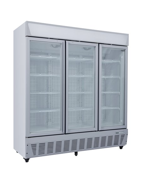 Commercial Display Freezer Upright 1500 litres Triple Hinged glass door LED canopy Grey | Stalwart DA-SDC1500