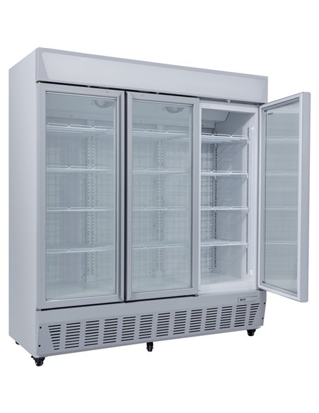 Commercial Display Freezer Upright 1500 litres Triple Hinged glass door LED canopy Grey | Stalwart DA-SDC1500