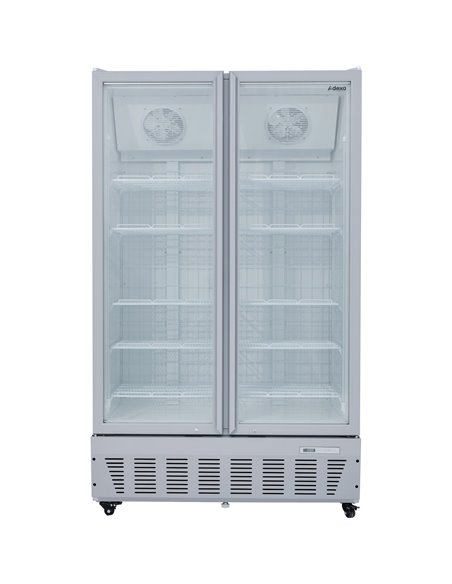 Commercial Freezer Upright 950 litres Double Hinged glass door Grey | Stalwart DA-SDF1000