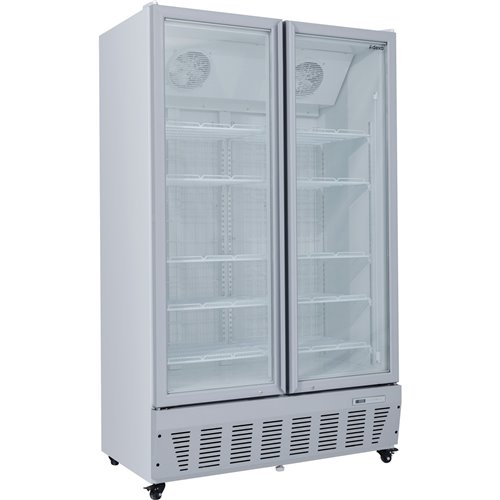 Commercial Freezer Upright 950 litres Double Hinged glass door Grey | Stalwart DA-SDF1000