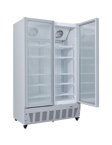 Commercial Freezer Upright 950 litres Double Hinged glass door Grey | Stalwart DA-SDF1000