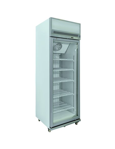 Commercial Display Freezer Upright 500 litres Hinged glass door LED canopy Grey | Stalwart DA-SDM500