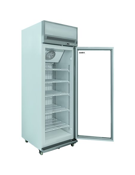 Commercial Display Freezer Upright 500 litres Hinged glass door LED canopy Grey | Stalwart DA-SDM500