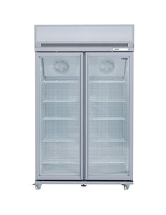 Commercial Display Freezer Upright 1000 litres Double Hinged glass door LED canopy Grey | Stalwart DA-SDM1000