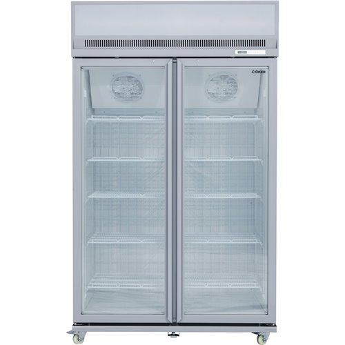 Commercial Display Freezer Upright 1000 litres Double Hinged glass door LED canopy Grey | Stalwart DA-SDM1000