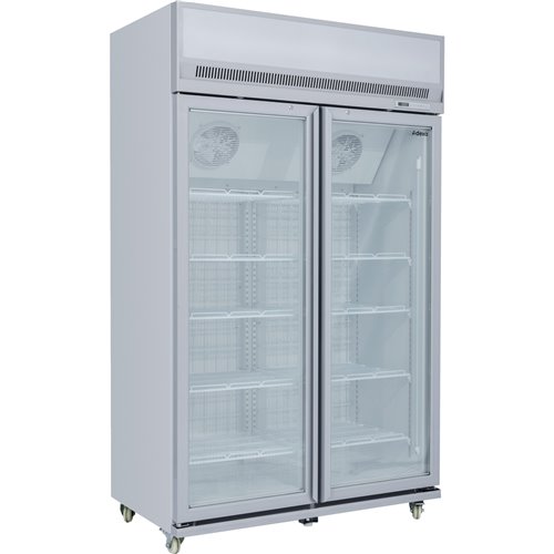 Commercial Display Freezer Upright 1000 litres Double Hinged glass door LED canopy Grey | Stalwart DA-SDM1000