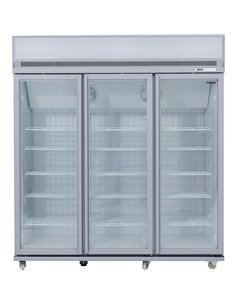 Commercial Display Freezer Upright 1500 litres Triple Hinged glass door LED canopy Grey | Stalwart DA-SDM1500
