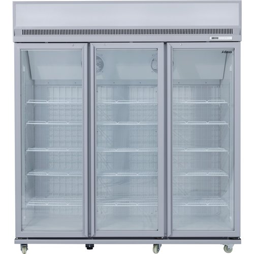 Commercial Display Freezer Upright 1500 litres Triple Hinged glass door LED canopy Grey | Stalwart DA-SDM1500