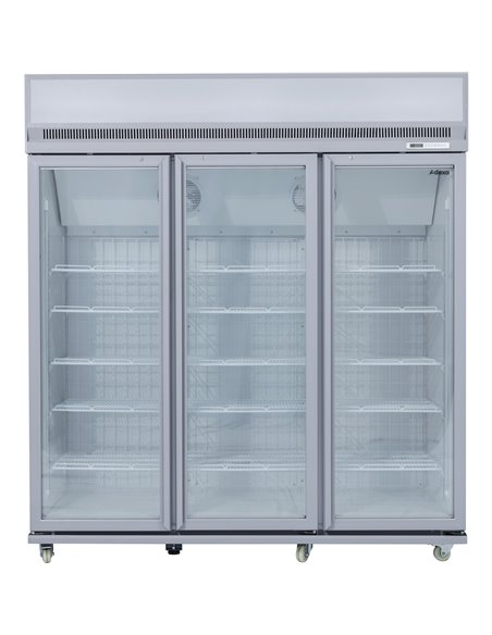 Commercial Display Freezer Upright 1500 litres Triple Hinged glass door LED canopy Grey | Stalwart DA-SDM1500
