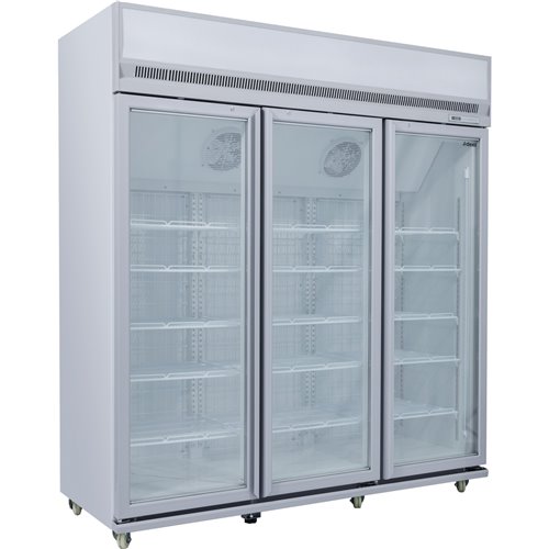 Commercial Display Freezer Upright 1500 litres Triple Hinged glass door LED canopy Grey | Stalwart DA-SDM1500