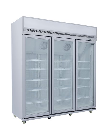 Commercial Display Freezer Upright 1500 litres Triple Hinged glass door LED canopy Grey | Stalwart DA-SDM1500