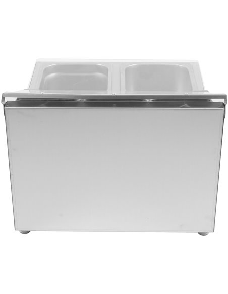 Commercial Condiment Holder including 2xGN1/6-100mm &amp 3xGN1/9-100mm pans &amp fliptop lids | Stalwart DA-CHRLF04B2