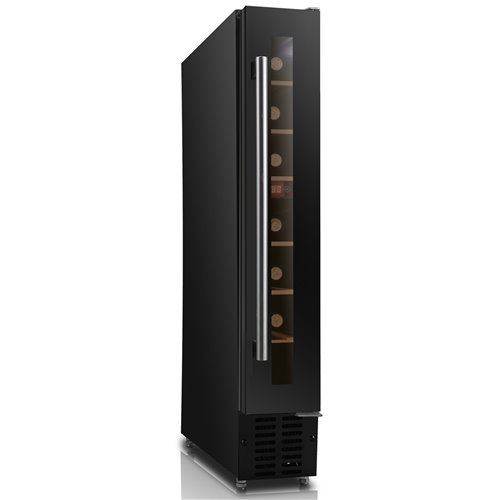 Professional Slimline Glass Front Wine Cooler 7 Bottles 20 Litres Black | Stalwart DA-JC22A1EQ