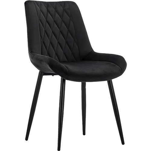 Side Dining Chair Velvet seat Black | Stalwart DA-WW198BLACKVELVET