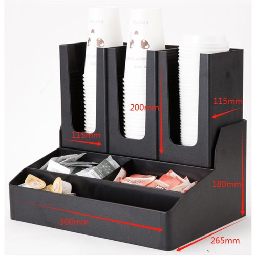 Black Cup Holder / Dispenser 3 Stacks | Stalwart DA-WQCS34