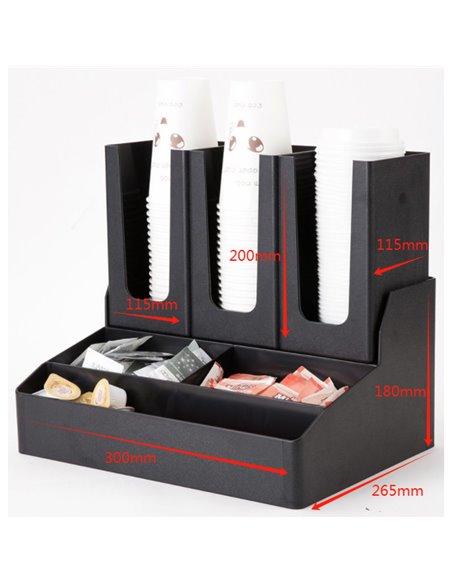 Black Cup Holder / Dispenser 3 Stacks | Stalwart DA-WQCS34