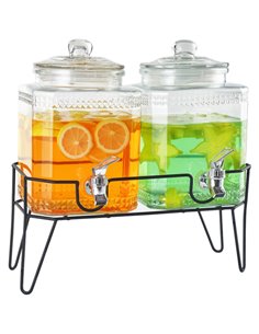Double Glass Juice Dispenser 2 x4.5 litres with Stand | Stalwart DA-LT003