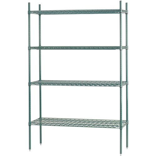 Commercial Shelving unit 4 tier 1000kg Width 1200mm Depth 350mm Green Zinc &amp Epoxy wire | Stalwart DA-TAC210