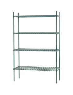 Commercial Shelving unit 4 tier 1000kg Width 1200mm Depth 530mm Green Zinc &amp Epoxy wire | Stalwart DA-TAC232