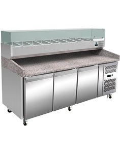 Pizza Counter 3 doors Granite top Depth 800mm | Stalwart DA-THPZ3600TN+THV2000