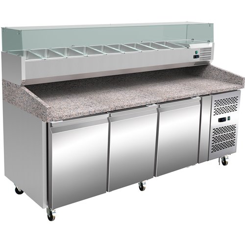 Pizza Counter 3 doors Granite top Depth 800mm | Stalwart DA-THPZ3600TN+THV2000