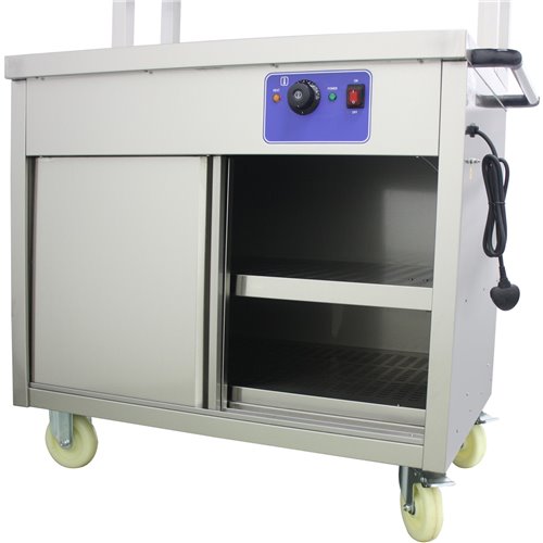 Mobile Flat Top Hot Cupboard with 2 tier Heated Gantry 900mm | Stalwart DA-HYH09HD