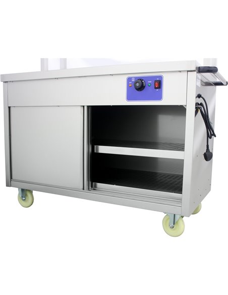 Mobile Flat Top Hot Cupboard with 2 tier Heated Gantry 1200mm | Stalwart DA-HYH12HD