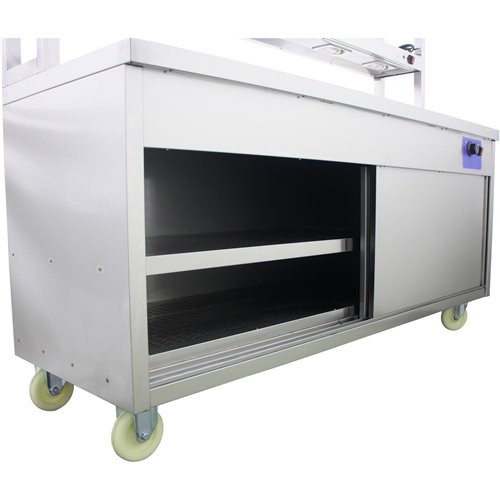 Mobile Flat Top Hot Cupboard with 2 tier Heated Gantry 1800mm | Stalwart DA-HYH18HD