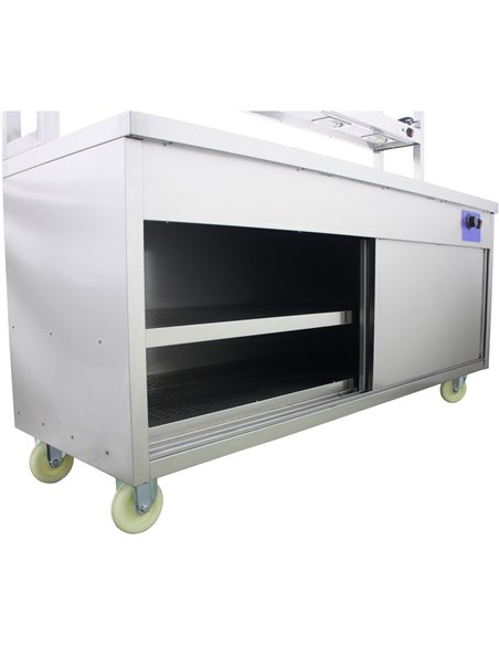 Mobile Flat Top Hot Cupboard with 2 tier Heated Gantry 1800mm | Stalwart DA-HYH18HD